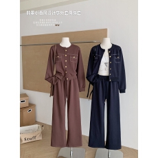 批发短款卫衣套装女2025秋冬新款撞色宽松<b class='q'>运动</b><b class='q'>时尚</b>休闲裤两件套