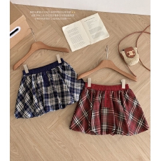 批发KKX<b class='q'>街头</b>辣妹风撞色格纹含打底花苞短裙美式性感撞色超短半身裙