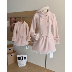 批发森女系原创想去海边 樱之轨迹 <b class='q'>甜美</b>浅粉毛呢大衣外套冬季加厚