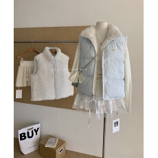 批发THETURE初雪甜岛<b class='q'>羽绒服</b>马甲外套<b class='q'>女</b>立领加厚保暖马夹秋冬新款格子