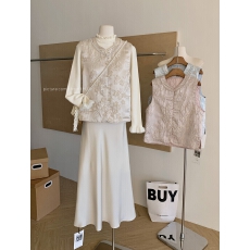 批发新中式粉色马甲女年轻少女感毛毛边提花背心坎肩秋<b class='q'>冬</b>夹棉加厚国风