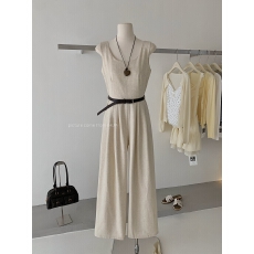 批发高级感无袖阔腿<b class='q'>连体裤女</b>夏收腰宽松显瘦气质连衣裤直筒长裤