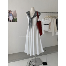 批发2026夏季新款慵懒风收腰显瘦百搭气质吊带连衣裙+针织披肩两件套