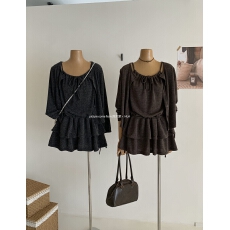 批发韩系外穿针织开衫+小众百搭荷叶边吊带<b class='q'>连衣裙</b>女设计感两件套