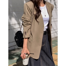 批发ins 韩系秋<b class='q'>冬</b>法式简约高级感V领单排扣百搭夹克西装外套