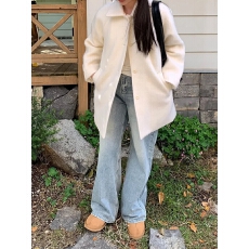 批发chic 韩系温柔气质法式甜美高级感别致翻领加厚毛呢大衣<b class='q'>外套</b>