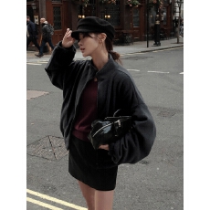 批发chic 韩系秋冬慵懒休闲时尚立领拉链百搭保暖摇粒绒卫衣<b class='q'>夹克</b>外套