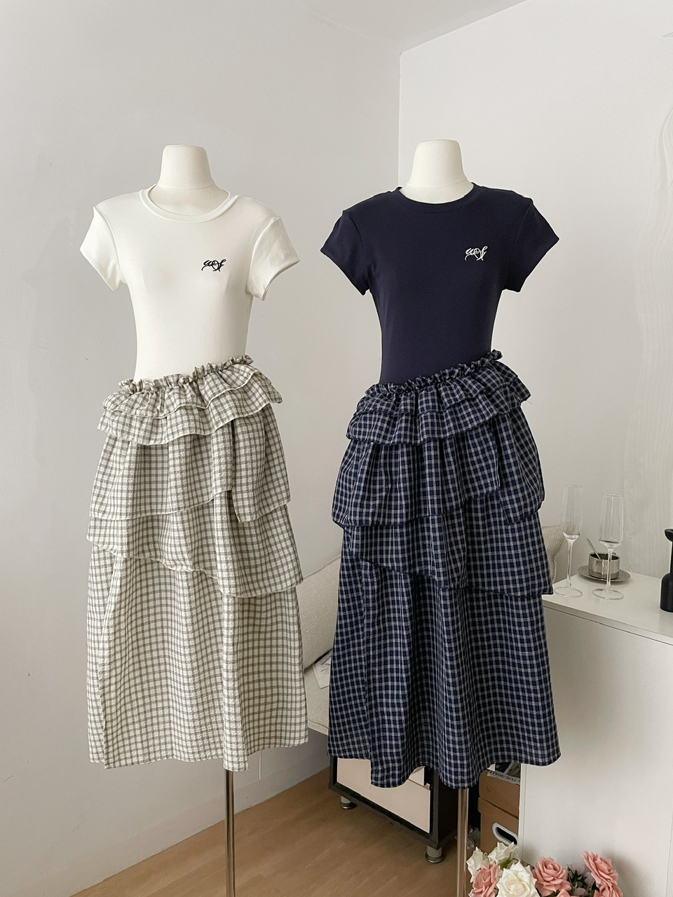 FA36804# WESTAYONE多层裙摆设计连衣裙女夏季韩系通勤裙子 服裝批發女裝批發服飾貨源