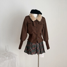 Pinksoya 松茶可可 高级感复古金属扣外套女秋季新款呢子外套上衣