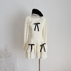 批发Q女家 新品9折款萘莉绘纱子/宫廷千金磨毛收腰蛋糕连衣裙