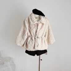 批发kubilivD家千金日系千金感D家獭兔毛翻领七分袖皮草毛毛外套