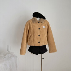 批发ELEVEN SLEEP秋冬皮毛一体外套女韩系通勤麂皮绒保暖加厚<b class='q'>短款</b>上衣