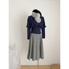 批发初梦POKEMENG 花泽晴香日系斗篷毛衣真两件套短款针织套装上衣