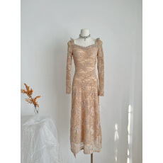 批发WW定制 收腰法式包臀连衣裙蕾丝气质性感修身纯欲风收腰A字长裙子