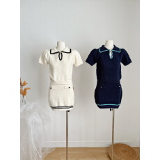 批发你的懒懒llanCocoNeige25N小香滑雪系列针织上衣+半裙套装女