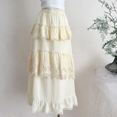 批发区区欧阳 重工蕾丝蛋糕半身裙女夏季高腰显瘦蓬蓬裙子中长款A字裙