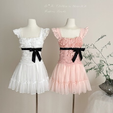 批发越韩小鱼Musefish 爱与诗集 法式重工蕾丝蓬蓬<b class='q'>公主裙</b>收腰连衣裙女