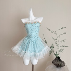 批发春日来信 法式抹胸生日party<b class='q'>小礼服</b>公主<b class='q'>裙</b>千金风高级感芭蕾短<b class='q'>裙</b>