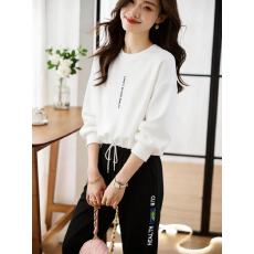 批发实拍春秋季薄款卫衣<b class='q'>女</b>长袖系带套头外套韩版宽松简约短款上衣<b class='q'>女</b>潮