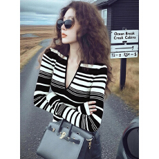 2025冬季小众不撞款上衣高级感好看独特别致绝美黑色条纹针织衫女