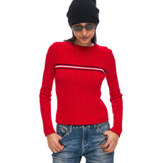 批发轻奢黑色条纹<b class='q'>针织衫</b>女长袖修身显瘦通勤上衣2026春季新款小众百搭