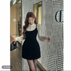 批发SZA留洋千金冬季新款高级感气质内搭上衣+吊带<b class='q'>连衣裙</b>套装