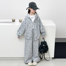 批发<b class='q'>女童</b>202<b class='q'>6</b>新款中大童<b class='q'>春秋</b>季时尚宽松休闲印花<b class='q'>外套</b>宽松阔腿裤套装潮