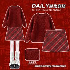 批发<b class='q'>女</b><b class='q'>童</b>冬季连衣裙2026新款儿童圣诞节新年毛衣<b class='q'>套装</b>中大童秋冬拜年服