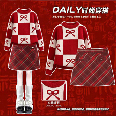 批发女童冬季连衣裙2026新款儿童圣诞节新年毛衣<b class='q'>套装</b>中大童秋冬拜年服