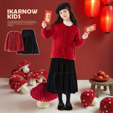 批发<b class='q'>女</b><b class='q'>童</b>半身<b class='q'>裙</b>冬季新款儿童细闪圣诞长<b class='q'>裙</b><b class='q'>丝绒</b><b class='q'>裙</b>子大童红色毛衣拜年服