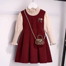 批发<b class='q'>女</b><b class='q'>童</b>红色拜年服<b class='q'>连衣裙</b>2026新款冬季大童女孩过年毛衣裙子儿童套装