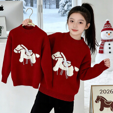 批发女童毛衣冬装2026新款儿童本命年针织衫上衣大童内搭冬季新年衣服