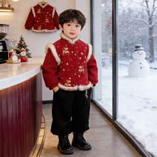 批发汉服儿童喜庆拜年服兄妹装冬季2026新女童国风演出服男童过年衣服