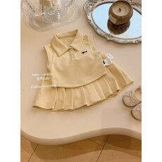 批发2026童装<b class='q'>宝宝</b>甜酷<b class='q'>套装</b><b class='q'>夏</b>装<b class='q'>套装</b>女翻领新款女童学院风短裙背心<b class='q'>套装</b>
