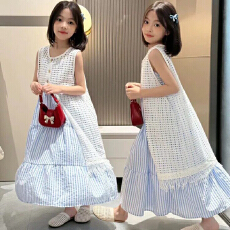 批发<b class='q'>女</b><b class='q'>童</b><b class='q'>连衣裙</b>套装新款2026夏季洋气罩衫裙吊带裙儿童度假风裙子潮童
