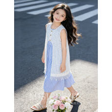 批发<b class='q'>女</b><b class='q'>童</b><b class='q'>连衣裙</b>套装新款2026夏季洋气罩衫裙吊带裙儿童度假风裙子潮童