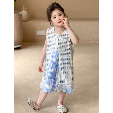 批发<b class='q'>女</b><b class='q'>童</b><b class='q'>连衣裙</b>套装新款2026夏季洋气罩衫裙吊带裙儿童度假风裙子潮童