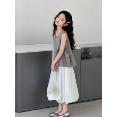 批发<b class='q'>女童</b>夏<b class='q'>季</b>套装2026新款韩系无袖衬衫花苞<b class='q'>裙</b>时尚洋气夏装休闲两件套