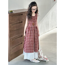 批发<b class='q'>女童</b>格<b class='q'>子</b>新款套装2026韩版夏季半身<b class='q'>裙</b>中大童罩衫洋气两件套格子<b class='q'>裙</b>