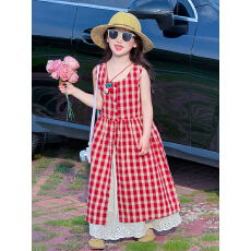 女童格子新款套装2026韩版夏季半身裙中大童罩衫洋气两件套格子裙