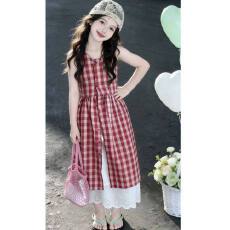 女童格子新款套装2026韩版夏季半身裙中大童罩衫洋气两件套格子裙