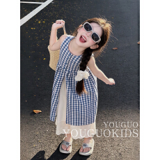 女童格子新款套装2026韩版夏季半身裙中大童罩衫洋气两件套格子裙