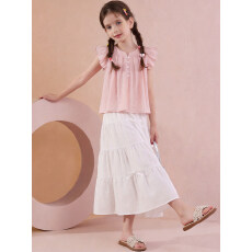 批发<b class='q'>女童</b>白<b class='q'>色</b>半身裙子套装夏季2026新款儿童女大童长裙两件套洋气衣服