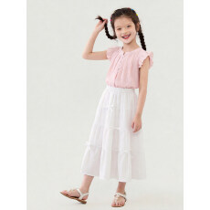 批发<b class='q'>女童</b>白<b class='q'>色</b>半身裙子套装夏季2026新款儿童女大童长裙两件套洋气衣服