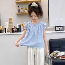 批发女<b class='q'>童</b><b class='q'>衬衫</b>夏<b class='q'>季</b>2026新款女孩无袖娃娃衫夏装<b class='q'>中大</b>儿<b class='q'>童</b>网红休闲上衣薄
