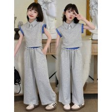 批发<b class='q'>女</b><b class='q'>童</b>夏季套装2026新款儿童洋气时髦短袖T恤中大童女孩休闲两件套