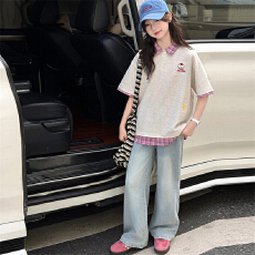 批发<b class='q'>女童</b>短<b class='q'>袖</b>t恤2026新款夏季儿童爆款韩版职场风polo衫女孩夏装体恤