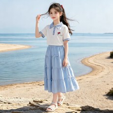 批发<b class='q'>女童</b>夏<b class='q'>装</b>2026新款女孩夏季薄款短袖<b class='q'>裙子</b>两件套儿童大童半身裙套装