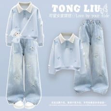 批发女大童韩系穿搭学院风卫衣2026秋季新款初中生巨好看的炸街套装