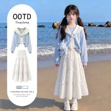 批发<b class='q'>女</b><b class='q'>童</b>早秋巨好看长袖连衣裙子2026新款女大童初中生独特绝美公主裙